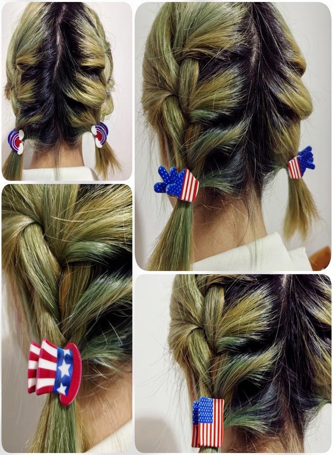 Cuizhiyu 8PK Small 4th of July Hair Claw Clips for Girls Women Flag Hair Clips Cute Independence Day Hair Accessories - Image 4